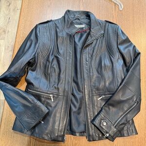 Kenneth Cole Reaction Black Leather motorcycle Jacket